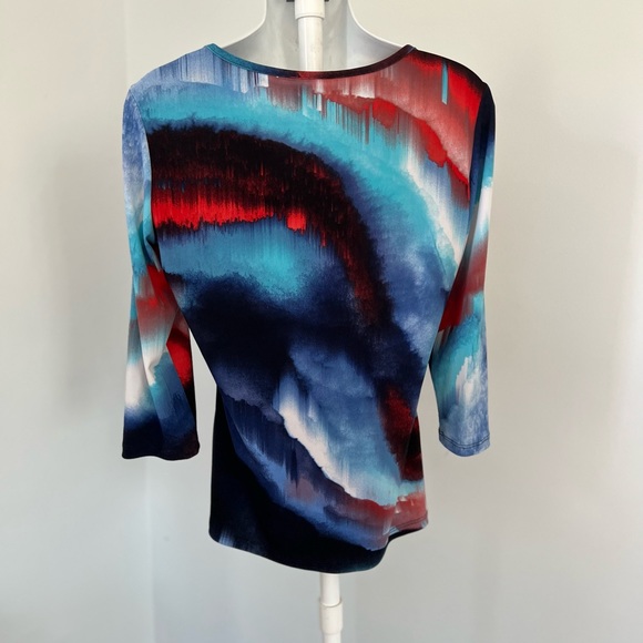 Libra Colorful Scoopneck Topstitch Shirt - Picture 4 of 8